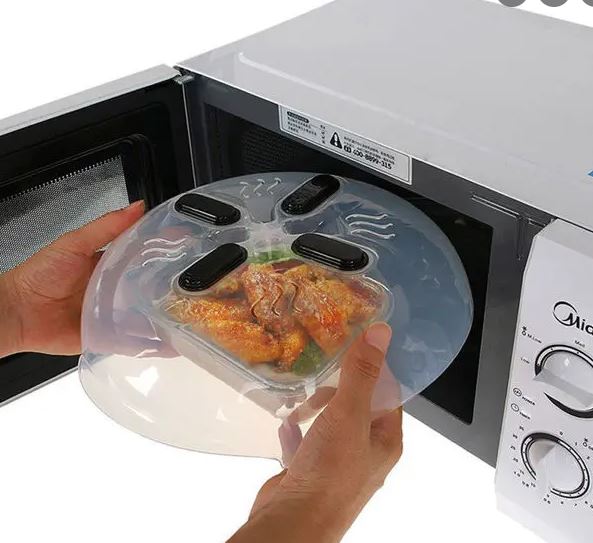 Microwave platter cover, new Microwave Lid prevent splatter cover, PBA-free,11.5 Inches, Plate Serving Cover with steam vent